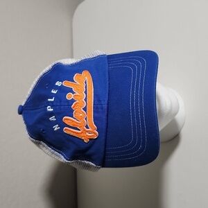 Naples Florida blue orange clear white mess trucker hat Marco Destin strap back